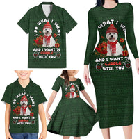 West Highland White Terrier Christmas Family Matching Long Sleeve Bodycon Dress and Hawaiian Shirt Xmas Holiday Patterns - Wonder Print Shop