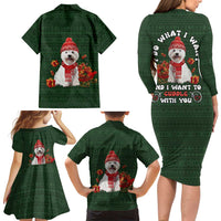 West Highland White Terrier Christmas Family Matching Long Sleeve Bodycon Dress and Hawaiian Shirt Xmas Holiday Patterns - Wonder Print Shop