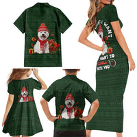 West Highland White Terrier Christmas Family Matching Short Sleeve Bodycon Dress and Hawaiian Shirt Xmas Holiday Patterns - Wonder Print Shop