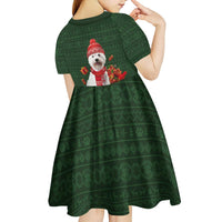 West Highland White Terrier Christmas Kid Short Sleeve Dress Xmas Holiday Patterns - Wonder Print Shop
