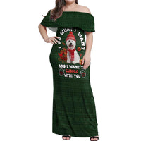 West Highland White Terrier Christmas Off Shoulder Maxi Dress Xmas Holiday Patterns - Wonder Print Shop