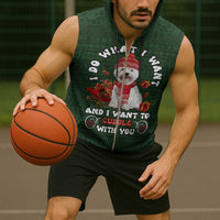 West Highland White Terrier Christmas Sleeveless Zip Hoodie Xmas Holiday Patterns - Wonder Print Shop