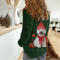 West Highland White Terrier Christmas Women Casual Shirt Xmas Holiday Patterns - Wonder Print Shop