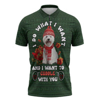 West Highland White Terrier Christmas Zipper Polo Shirt Xmas Holiday Patterns - Wonder Print Shop
