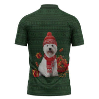 West Highland White Terrier Christmas Zipper Polo Shirt Xmas Holiday Patterns - Wonder Print Shop