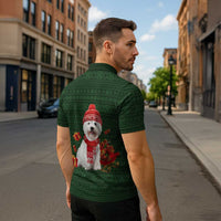 West Highland White Terrier Christmas Zipper Polo Shirt Xmas Holiday Patterns - Wonder Print Shop