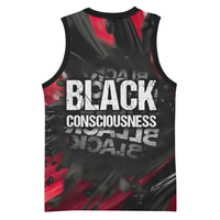 Steve Biko Basketball Jersey with Black Consciousness Portrait, Power Fist Symbol and Red-Black Freedom - Wonder Print Shop