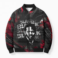 Steve Biko Bomber Puffer Jacket with Black Consciousness Portrait, Power Fist Symbol and Red-Black Freedom - Wonder Print Shop