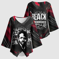 Steve Biko Kimono Sleeve Blouse with Black Consciousness Portrait, Power Fist Symbol and Red-Black Freedom - Wonder Print Shop