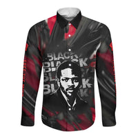 Steve Biko Long Sleeve Button Shirt with Black Consciousness Portrait, Power Fist Symbol and Red-Black Freedom - Wonder Print Shop