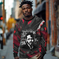 Steve Biko Long Sleeve Shirt with Black Consciousness Portrait, Power Fist Symbol and Red-Black Freedom - Wonder Print Shop