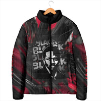 Steve Biko Padded Jacket with Black Consciousness Portrait, Power Fist Symbol and Red-Black Freedom - Wonder Print Shop