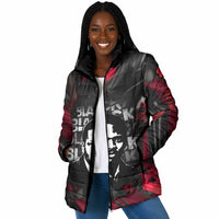 Steve Biko Padded Jacket with Black Consciousness Portrait, Power Fist Symbol and Red-Black Freedom - Wonder Print Shop