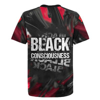 Steve Biko Rugby Jersey with Black Consciousness Portrait, Power Fist Symbol and Red-Black Freedom - Wonder Print Shop