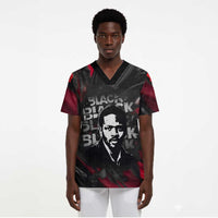Steve Biko Scrub Top with Black Consciousness Portrait, Power Fist Symbol and Red-Black Freedom - Wonder Print Shop