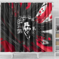 Steve Biko Shower Curtain with Black Consciousness Portrait, Power Fist Symbol and Red-Black Freedom - Wonder Print Shop