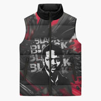 Steve Biko Sleeveless Puffer Jacket with Black Consciousness Portrait, Power Fist Symbol and Red-Black Freedom - Wonder Print Shop