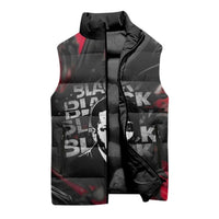 Steve Biko Sleeveless Puffer Jacket with Black Consciousness Portrait, Power Fist Symbol and Red-Black Freedom - Wonder Print Shop