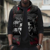 Steve Biko Sleeveless Puffer Jacket with Black Consciousness Portrait, Power Fist Symbol and Red-Black Freedom - Wonder Print Shop