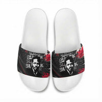 Steve Biko Slide Sandals with Black Consciousness Portrait, Power Fist Symbol and Red-Black Freedom - Wonder Print Shop