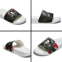 Steve Biko Slide Sandals with Black Consciousness Portrait, Power Fist Symbol and Red-Black Freedom - Wonder Print Shop