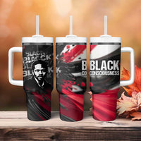 Steve Biko Tumbler With Handle with Black Consciousness Portrait, Power Fist Symbol and Red-Black Freedom - Wonder Print Shop