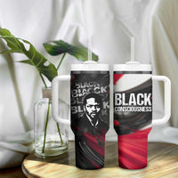 Steve Biko Tumbler With Handle with Black Consciousness Portrait, Power Fist Symbol and Red-Black Freedom - Wonder Print Shop