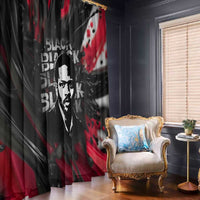 Steve Biko Window Curtain with Black Consciousness Portrait, Power Fist Symbol and Red-Black Freedom - Wonder Print Shop