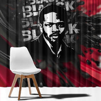 Steve Biko Window Curtain with Black Consciousness Portrait, Power Fist Symbol and Red-Black Freedom - Wonder Print Shop