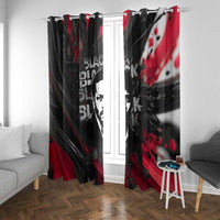 Steve Biko Window Curtain with Black Consciousness Portrait, Power Fist Symbol and Red-Black Freedom - Wonder Print Shop