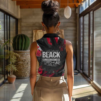 Steve Biko Women Sleeveless Polo Shirt with Black Consciousness Portrait, Power Fist Symbol and Red-Black Freedom - Wonder Print Shop