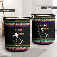 Steve Biko Laundry Basket with Microphone Portrait, Black Consciousness Quote and Vibrant Ethnic Wave - Wonder Print Shop