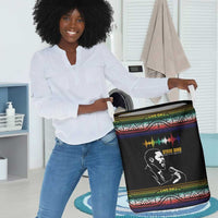 Steve Biko Laundry Basket with Microphone Portrait, Black Consciousness Quote and Vibrant Ethnic Wave - Wonder Print Shop