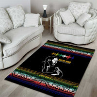 Steve Biko Area Rug with Microphone Portrait, Black Consciousness Quote and Vibrant Ethnic Wave - Wonder Print Shop