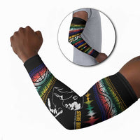 Steve Biko Arm Sleeves with Microphone Portrait, Black Consciousness Quote and Vibrant Ethnic Wave - Wonder Print Shop
