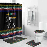Steve Biko Bathroom Set with Microphone Portrait, Black Consciousness Quote and Vibrant Ethnic Wave - Wonder Print Shop