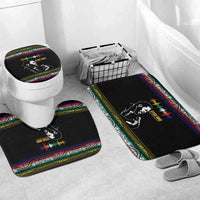 Steve Biko Bathroom Set with Microphone Portrait, Black Consciousness Quote and Vibrant Ethnic Wave - Wonder Print Shop