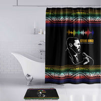 Steve Biko Bathroom Set with Microphone Portrait, Black Consciousness Quote and Vibrant Ethnic Wave - Wonder Print Shop