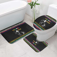 Steve Biko Bathroom Set with Microphone Portrait, Black Consciousness Quote and Vibrant Ethnic Wave - Wonder Print Shop