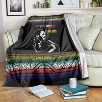 Steve Biko Blanket with Microphone Portrait, Black Consciousness Quote and Vibrant Ethnic Wave - Wonder Print Shop