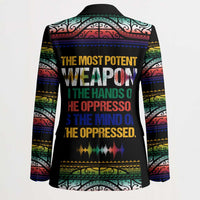 Steve Biko Blazer with Microphone Portrait, Black Consciousness Quote and Vibrant Ethnic Wave - Wonder Print Shop
