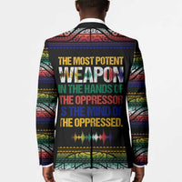 Steve Biko Blazer with Microphone Portrait, Black Consciousness Quote and Vibrant Ethnic Wave - Wonder Print Shop