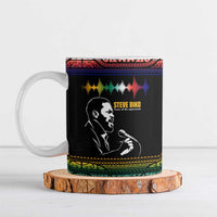 Steve Biko Ceramic Mug with Microphone Portrait, Black Consciousness Quote and Vibrant Ethnic Wave - Wonder Print Shop