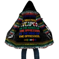 Steve Biko Cloak with Microphone Portrait, Black Consciousness Quote and Vibrant Ethnic Wave - Wonder Print Shop