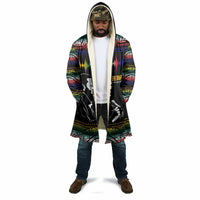 Steve Biko Cloak with Microphone Portrait, Black Consciousness Quote and Vibrant Ethnic Wave - Wonder Print Shop