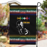 Steve Biko Garden Flag with Microphone Portrait, Black Consciousness Quote and Vibrant Ethnic Wave - Wonder Print Shop