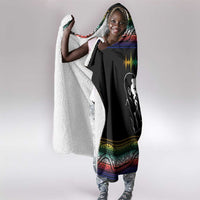 Steve Biko Hooded Blanket with Microphone Portrait, Black Consciousness Quote and Vibrant Ethnic Wave - Wonder Print Shop