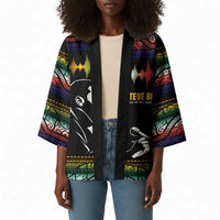 Steve Biko Kimono with Microphone Portrait, Black Consciousness Quote and Vibrant Ethnic Wave - Wonder Print Shop