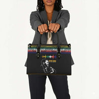 Steve Biko Leather Bag with Microphone Portrait, Black Consciousness Quote and Vibrant Ethnic Wave - Wonder Print Shop