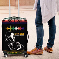 Steve Biko Luggage Cover with Microphone Portrait, Black Consciousness Quote and Vibrant Ethnic Wave - Wonder Print Shop